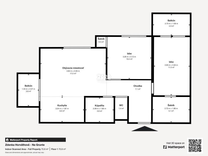 KVP - NOVOSTAVBA ul. Na Grunte, 3 izb. tehlový byt 66 m2 + 2 x balkón